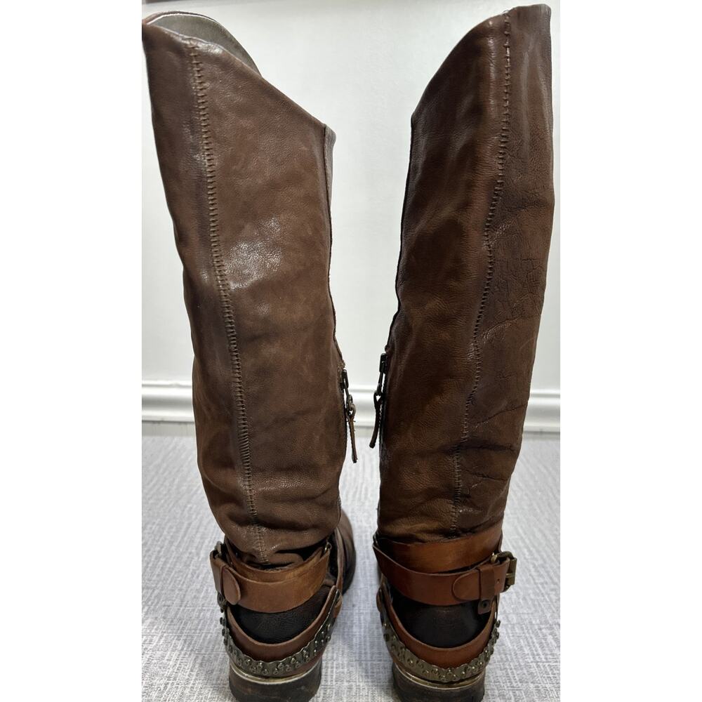 AS 98 Airstep Italian Zipper Boho Biker Brown Distressed Riding Boots 37/ 7 - Picture 3 of 16